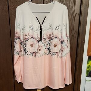 Floral Zippered Women's Top